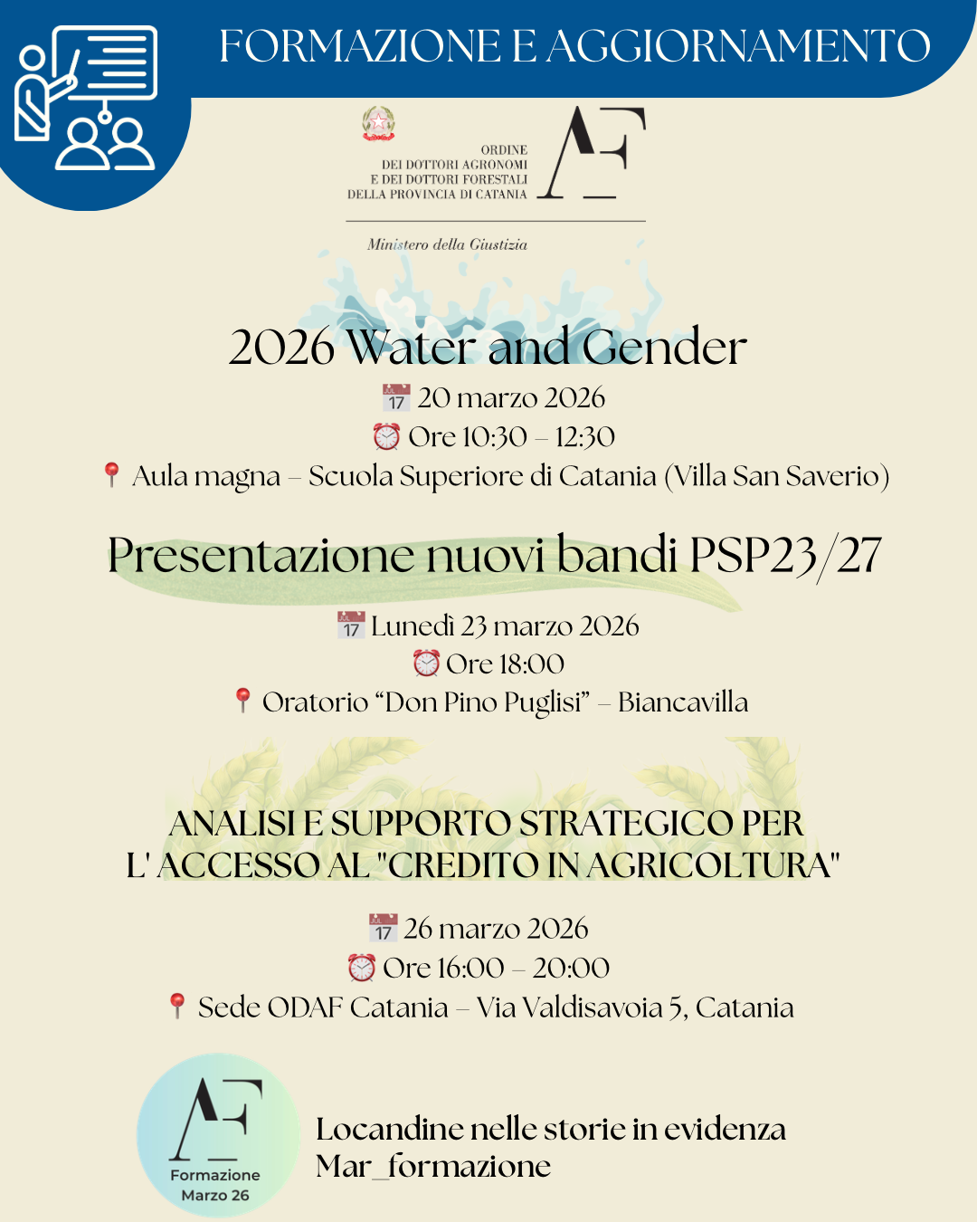 Formazione e confronto: tre appuntamenti a marzo per il mondo agricolo e professionale